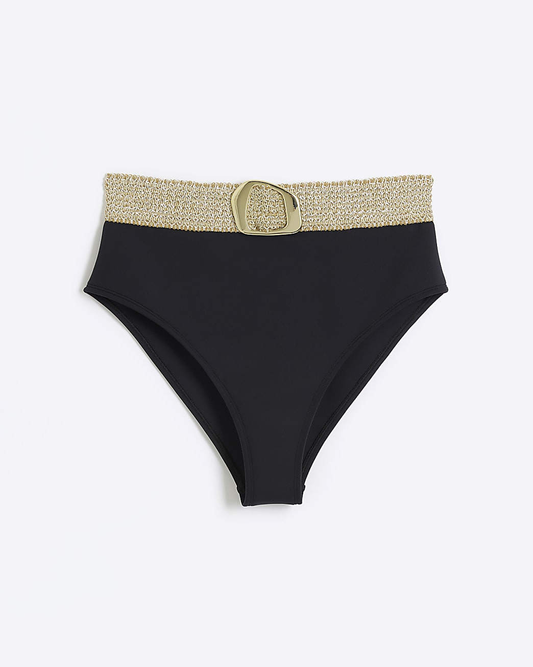 Black high waisted buckle bikini bottoms | River Island (US)