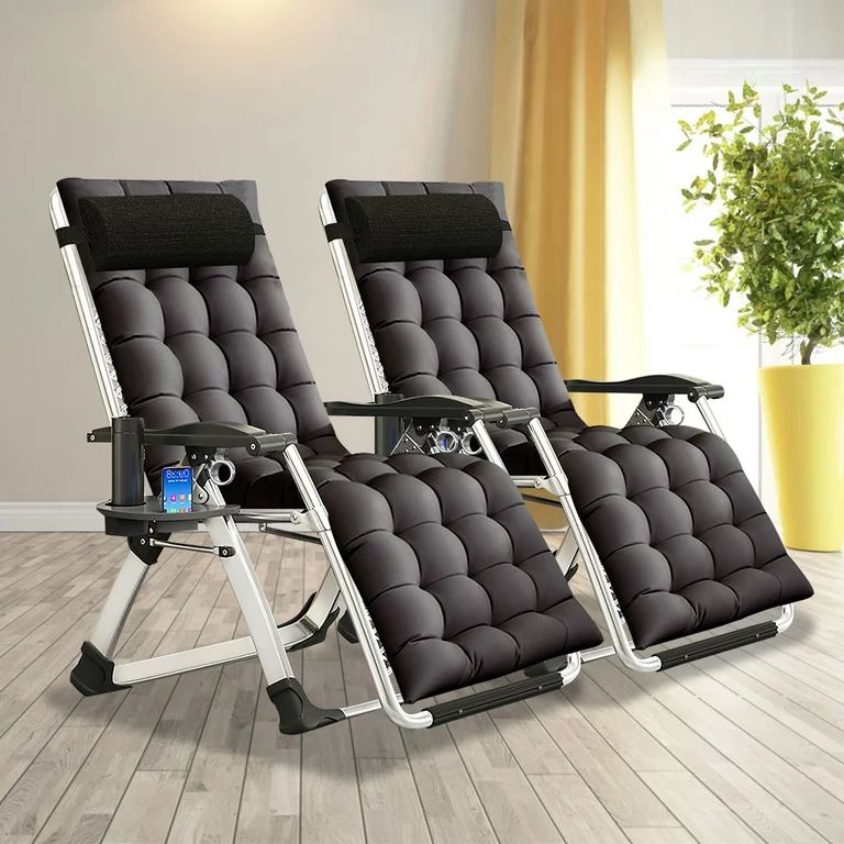 Zero Gravity Chair 2 Pack, Lounge Chair with Removable Pad & Cup Holder for Indoor and Outdoor, F... | Walmart (US)
