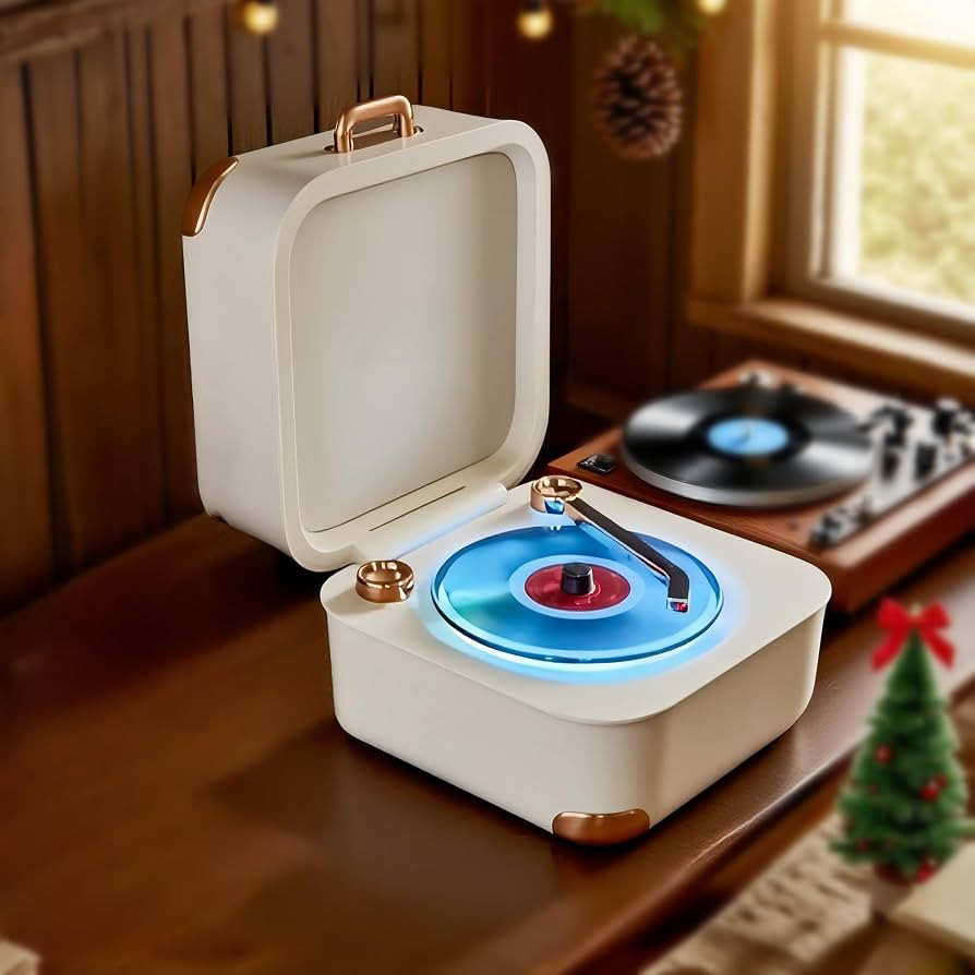 Retro Bluetooth Speaker with RGB Vinyl Light, Turnables, Small Record Player, Aesthetics Deco, St... | Amazon (US)
