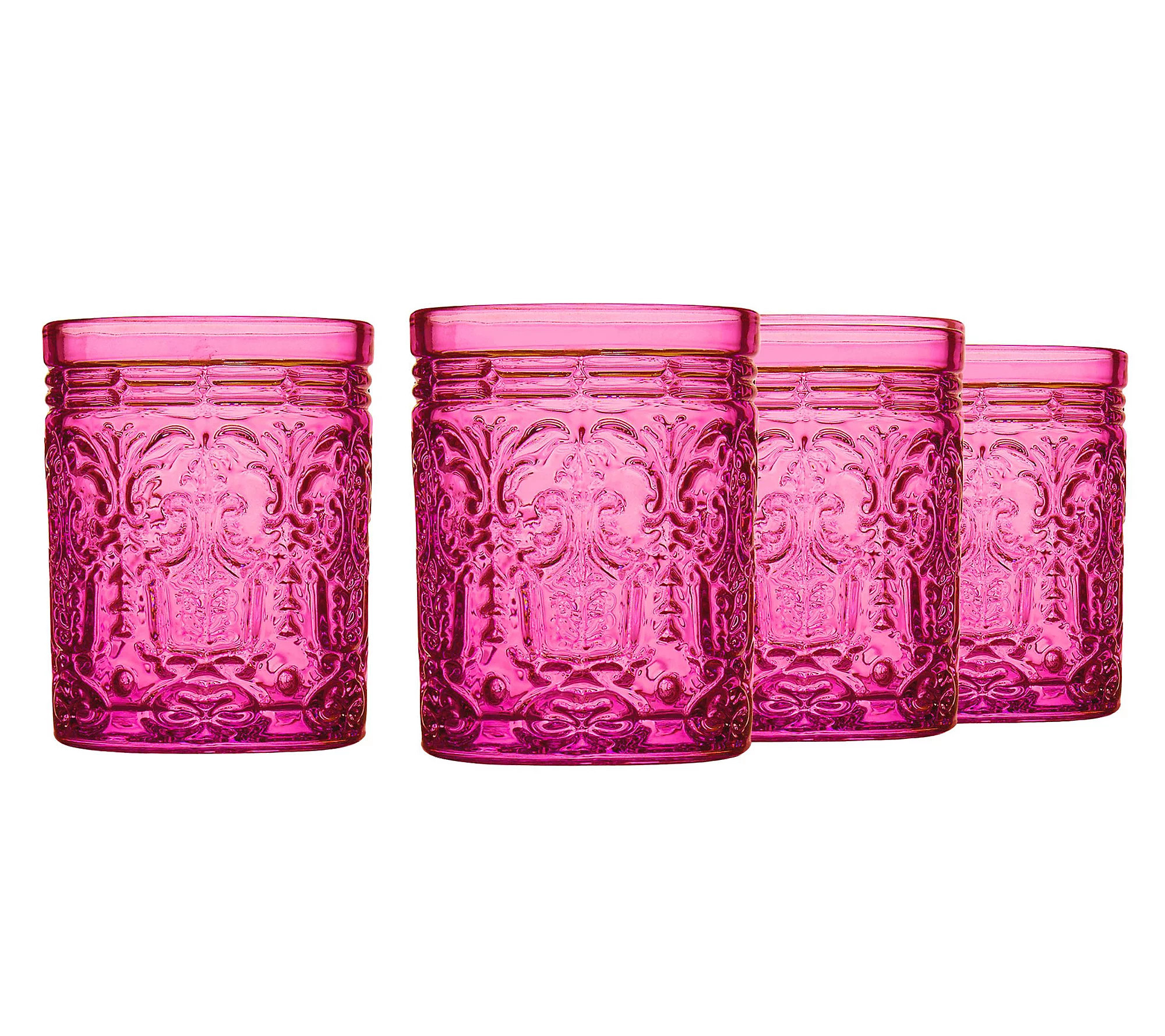 Godinger Jax Hot Pink Double Old Fashion, Set of 4 | QVC