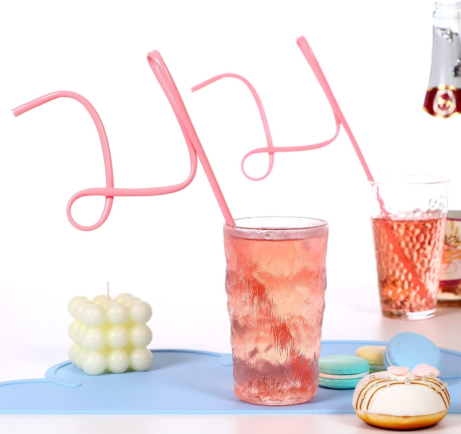 Fuyage 6Pcs 21 Shaped Pink Straws Party Decoration Gift Supplies Photo Booth prop for 21st Birthd... | Amazon (US)