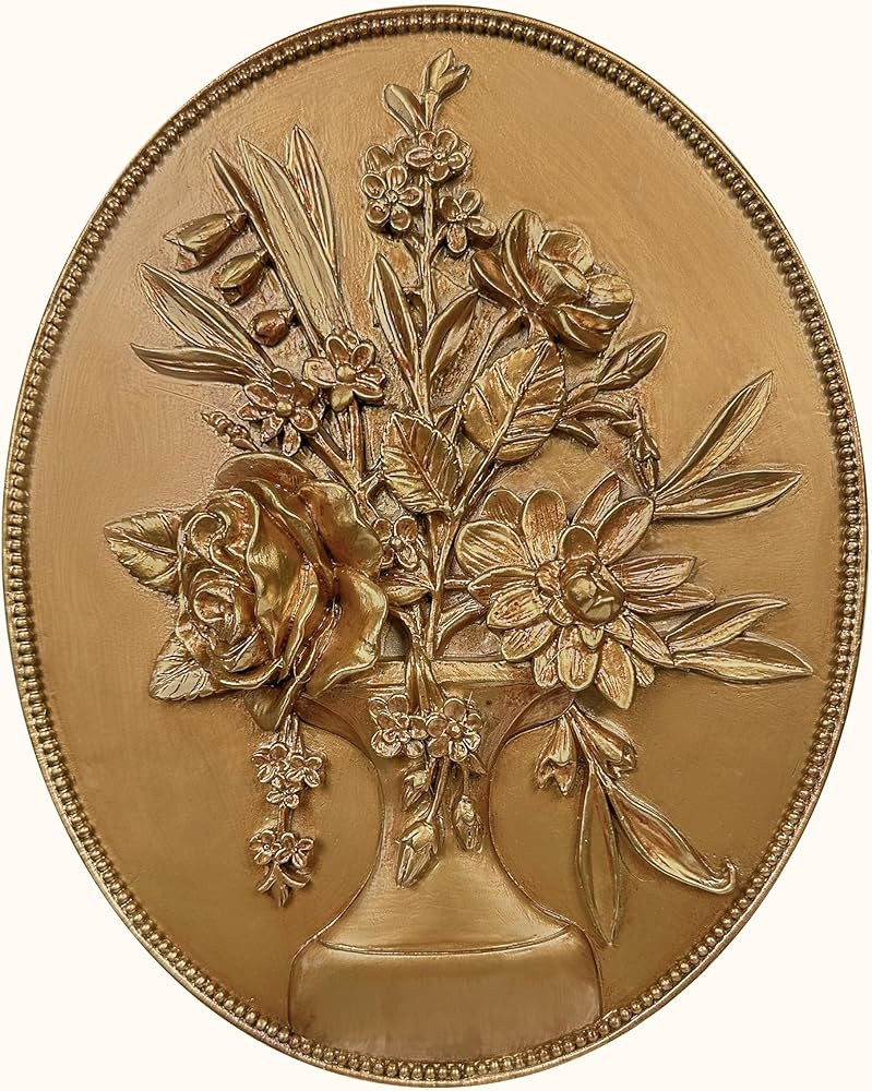 97 Decor Vintage Wall Sculptures For Living Room - Gold Vintage Wall Decor, Ornate Oval Hangings ... | Amazon (US)