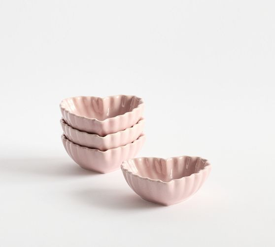 Heirloom Stoneware Scalloped Hearts Dip Bowls - Set of 4 | Pottery Barn (US)