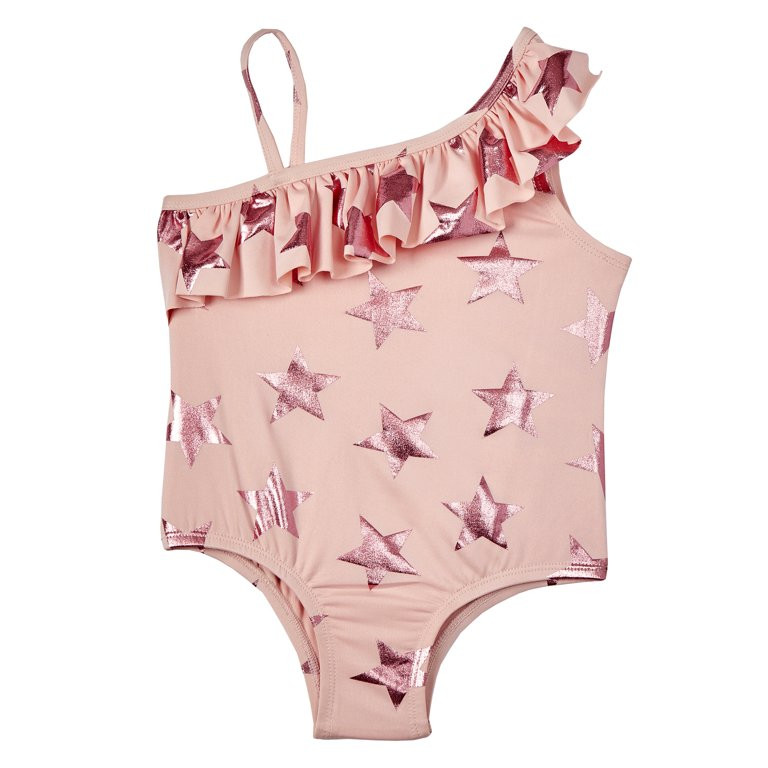 Pink Platinum Baby & Toddler Girls 1PC Foil Start Print Swimsuit, Sizes 2T-4T | Walmart (US)