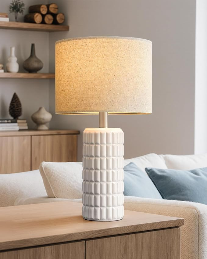 Seealle 23" Modern Ceramic Table Lamps - Table Lamps for Living Room, Farmhouse Bedside Night Sta... | Amazon (US)