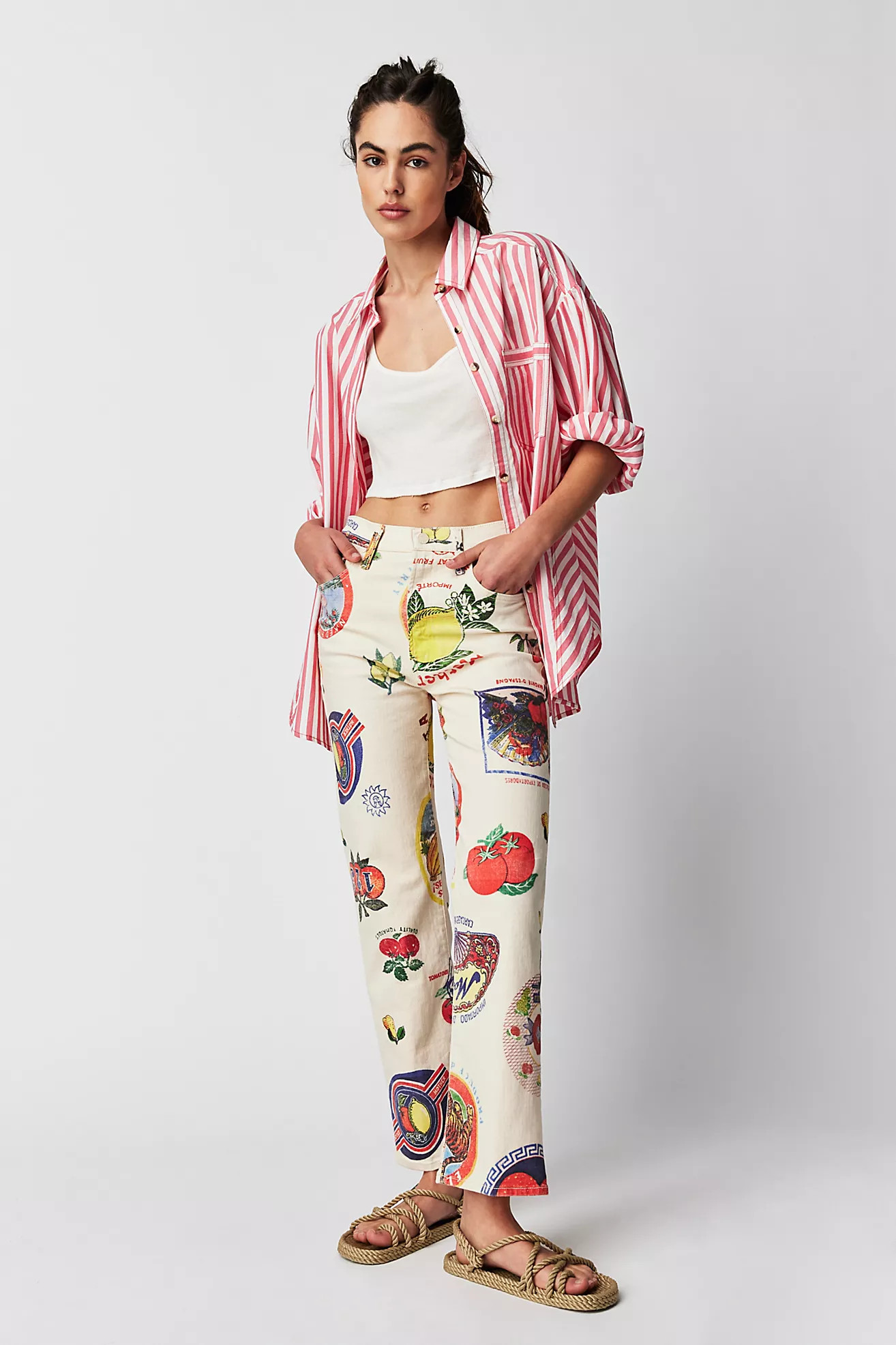 MOTHER The Rambler Zip Printed Ankle Jeans | Free People (Global - UK&FR Excluded)