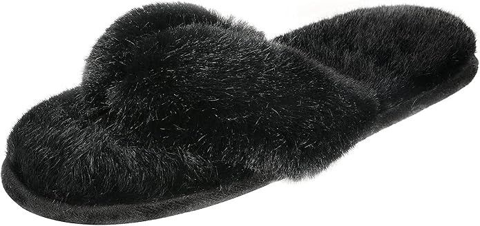 DREAM PAIRS Women’s Fluffy Slippers, Memory Foam Fuzzy Cloud Slippers - Open Toe Flip Flop Slip... | Amazon (US)