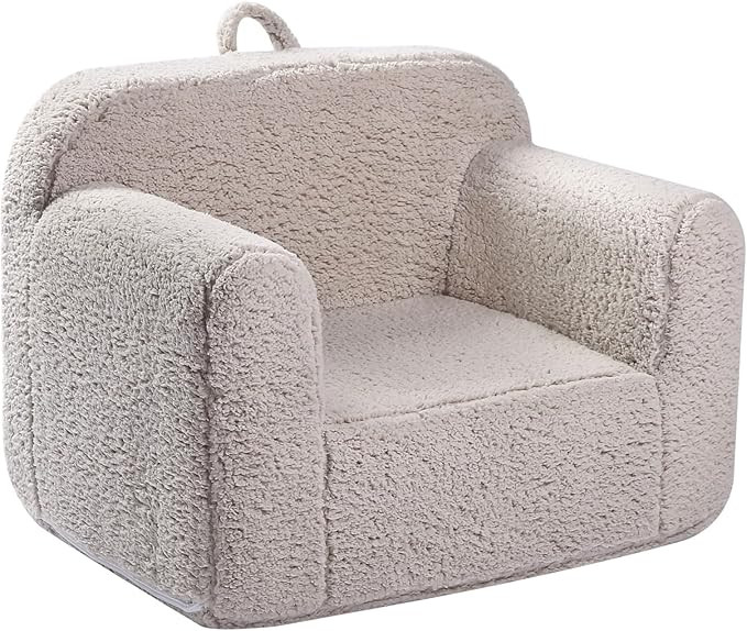 Kids Snuggly-Soft Sherpa Chair, Cuddly Toddler Foam Chair for Boys and Girls, Light Grey | Amazon (US)