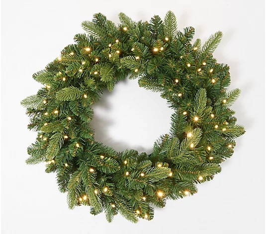 Bethlehem Lights 26" Green Color Flip Overlit Wreath | QVC