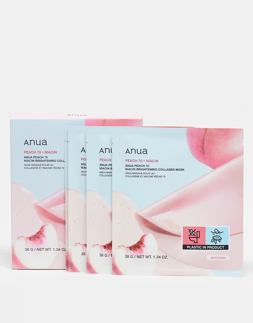 Anua Peach 70 Niacin Brightening Collagen Mask x4 Sheets-No colour | ASOS (Global)
