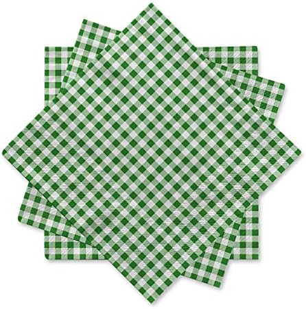 Gatherfun Disposable Napkins Paper, Green Plaid for Saint Patrick's Day Party (3-Ply, pack of 50) | Amazon (US)