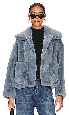 Jakke Traci Cropped Faux Fur Coat in Blue from Revolve.com | Revolve Clothing (Global)