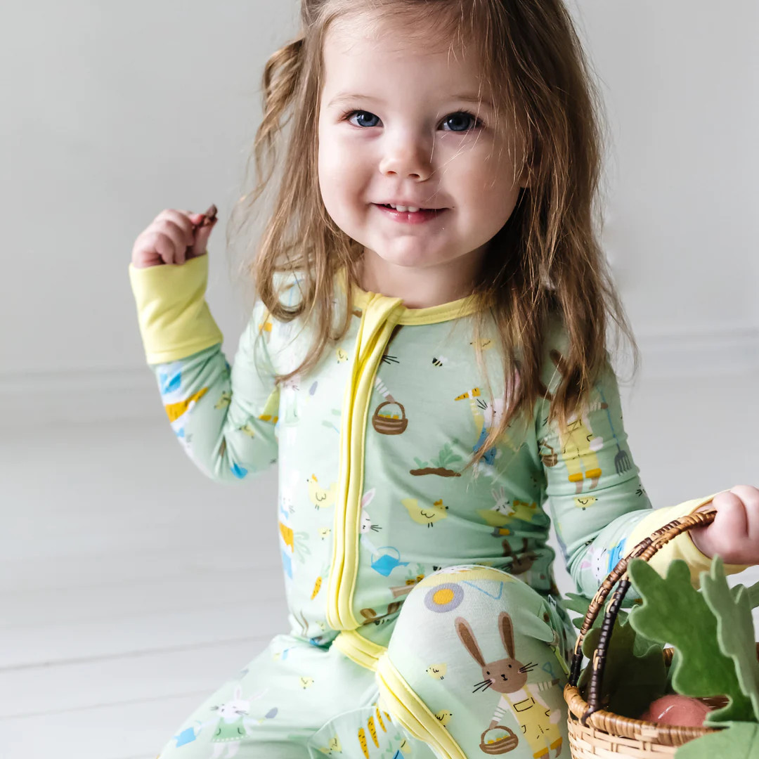 Pistachio Hop To It Bamboo Viscose Zippy | Little Sleepies