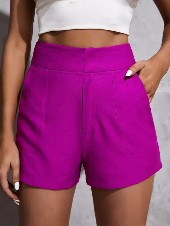 SHEIN Essnce High Waist Slant Pocket Shorts | SHEIN