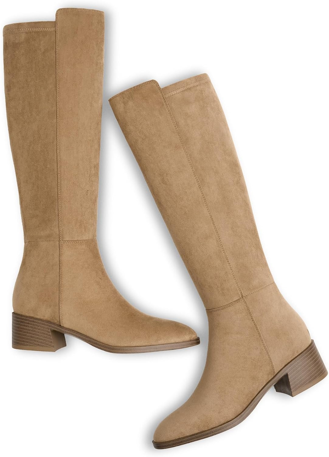Knee High Boots for Women Stretchy Low Heel Chunky Tall Boots | Amazon (US)