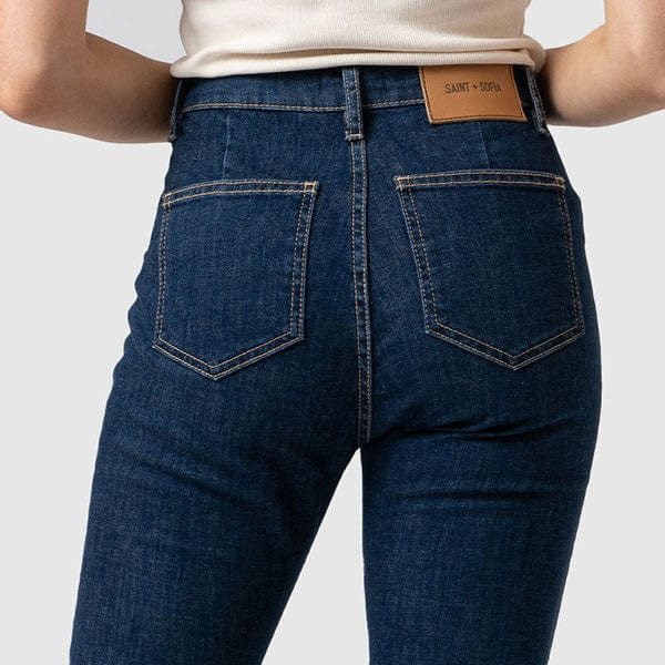 Bowie Stretch Flare Jeans - Mid Blue | Saint + Sofia