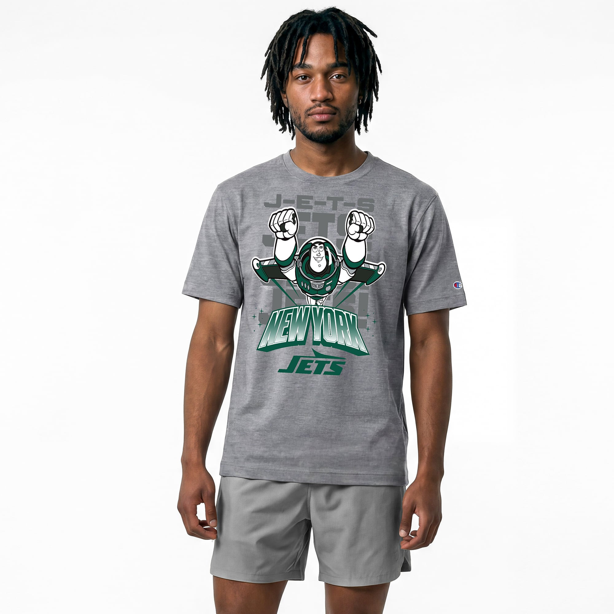 New York Jets Disney x Champion Buzz Lightyear All-Star T-Shirt - Gray | Fanatics