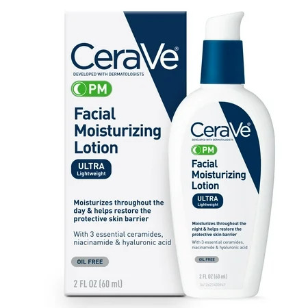 CeraVe Night Cream PM Ultra-Lightweight Moisturizing Lotion with Ceramides Niacinamide Hyaluronic Acid Restores Skin Barrier 2 fl oz | Walmart (US)