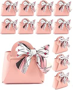 NOWDER 12 Pack Leather Wedding Candy Gift Bags with Handle Reusable Party Favor Boxes for Baby Sh... | Amazon (US)