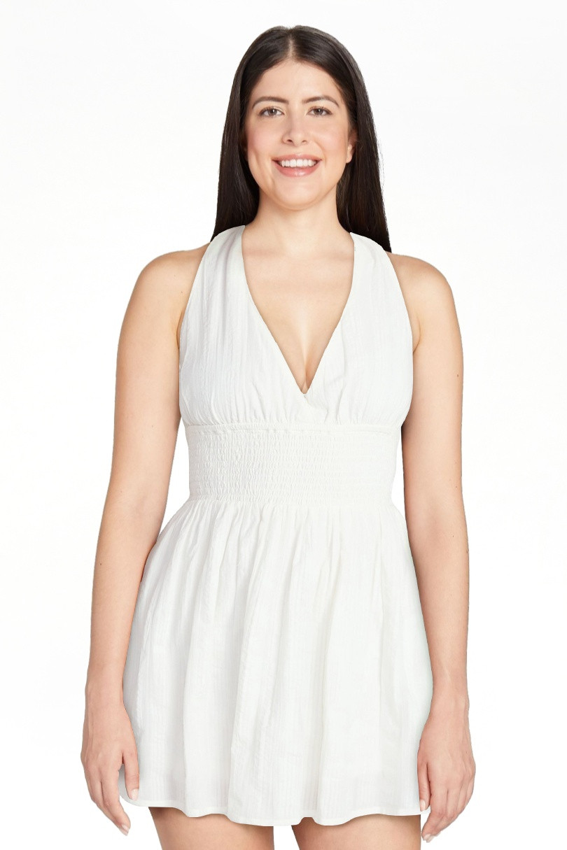 No Boundaries Smocked Cotton Halter Mini Dress, Women's XXS-XXL | Walmart (US)