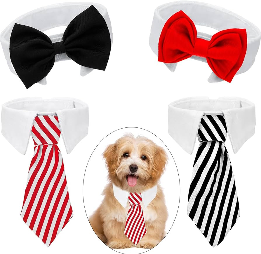 4 Pieces Pet Bow Tie Adjustable Pet Neck Tie Costume Formal Dog Collar for Small Dogs and Cats Pu... | Amazon (US)