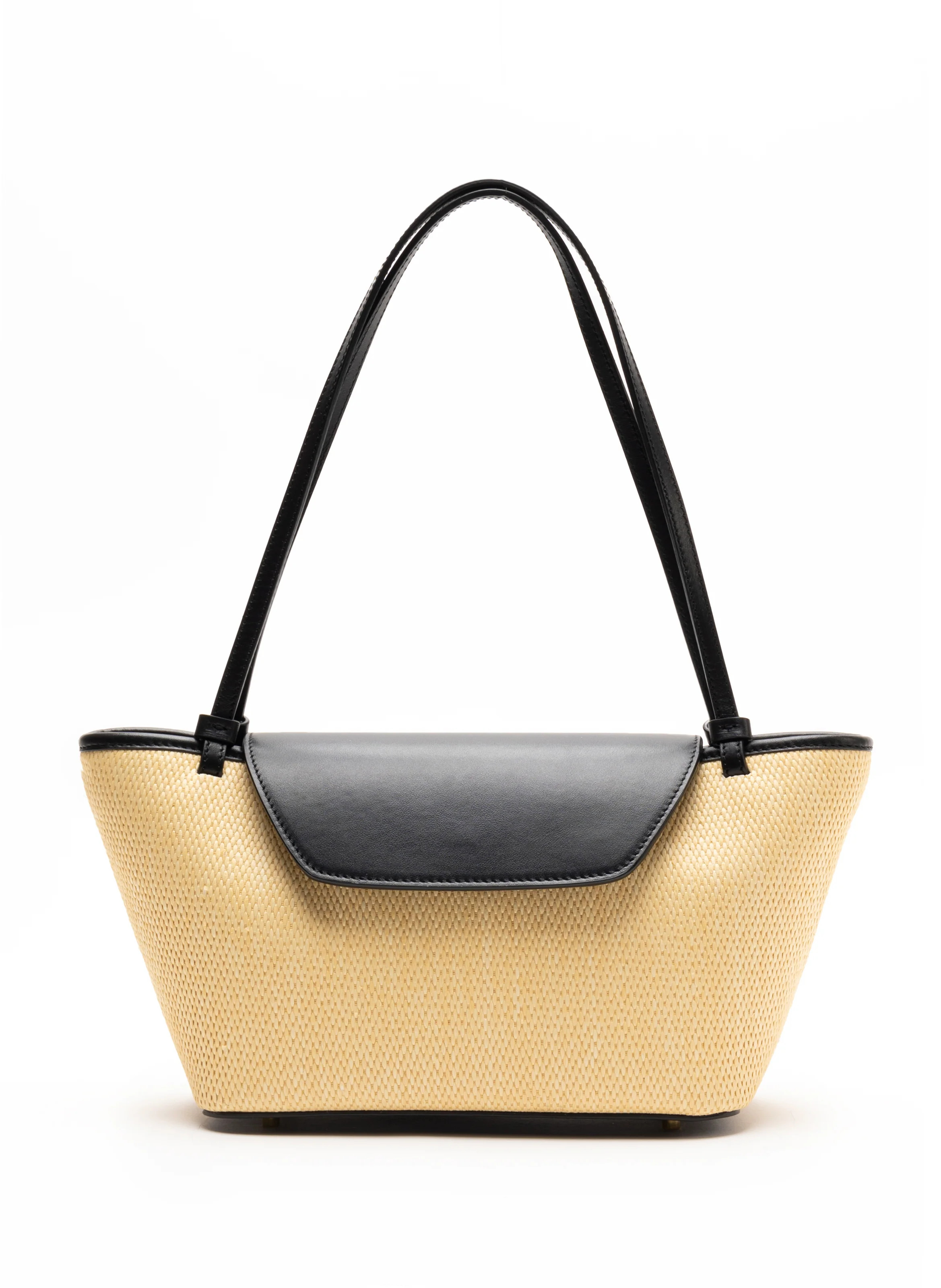 Courrier Tote Raffia Leather Natural Black - Raffia Tote for Women - Elleme | Elleme
