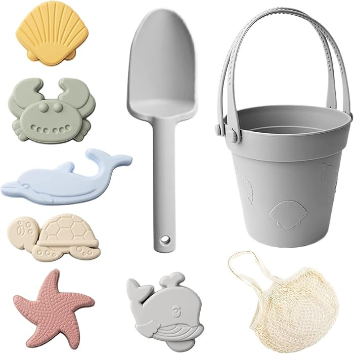Silicone Beach Toys, Sand Toys for Kids, 8PCS Safe Silicone Beach with Shovel, Bucket and Sand Mo... | Amazon (CA)