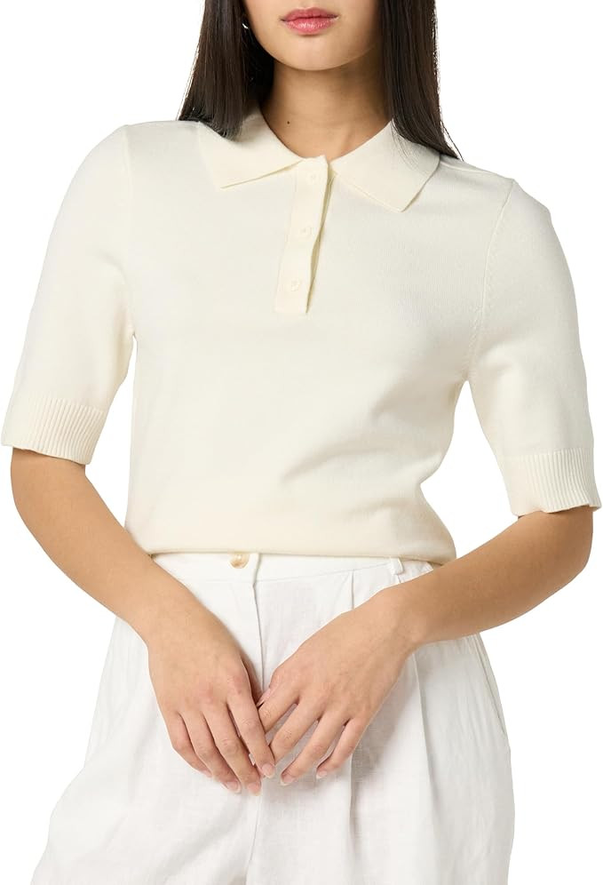 The Drop Women's Gero Short Sleeve Splitneck Polo Sweater Tee | Amazon (US)