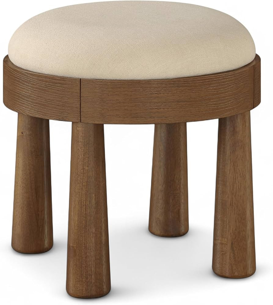 Meridian Furniture 22069Beige Larea Collection Art Deco Ottoman with Rich Beige Linen Textured Fa... | Amazon (US)