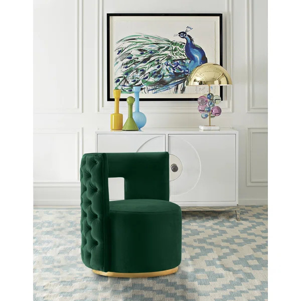 Jim 28'' Wide Tufted Velvet Swivel Club Chair | Wayfair North America