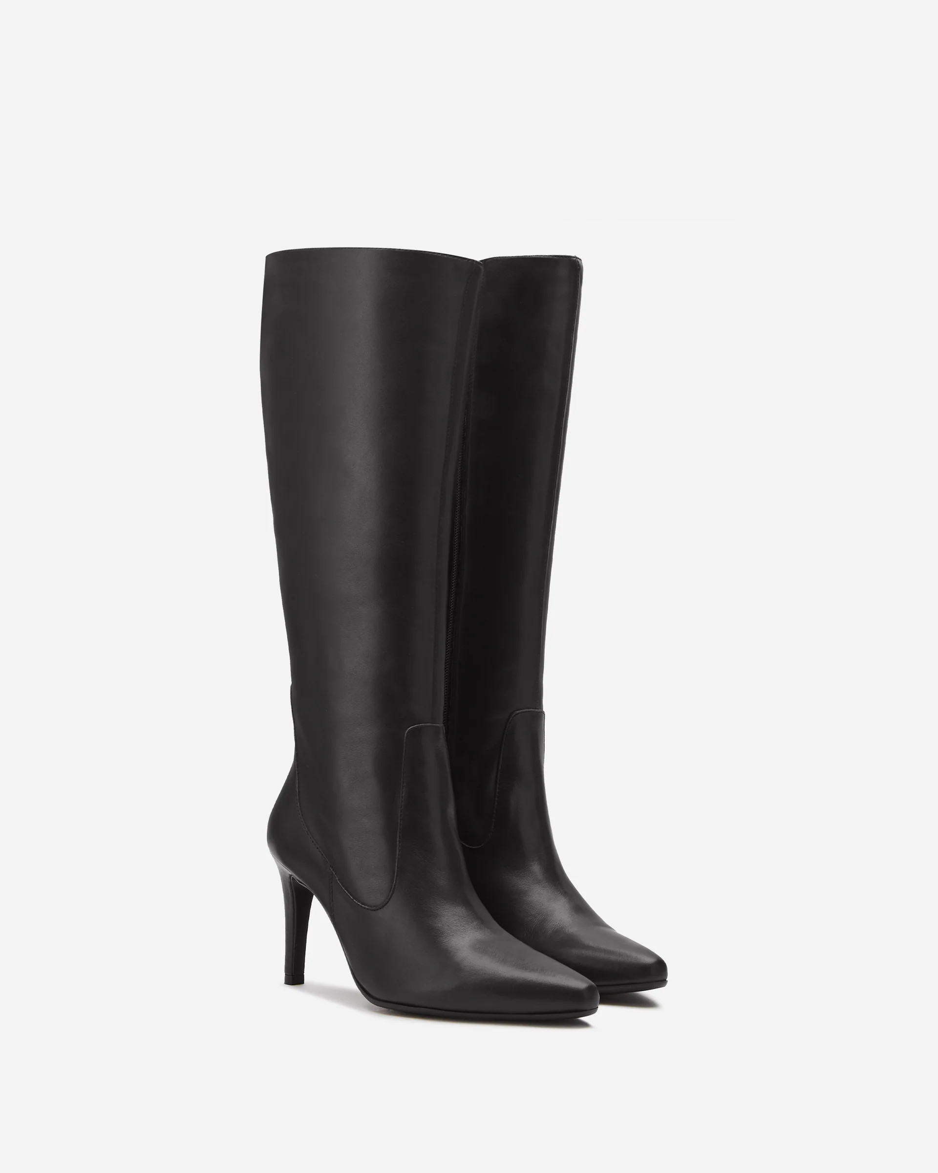Freya Knee High Boots in Black Leather | DuoBoots
