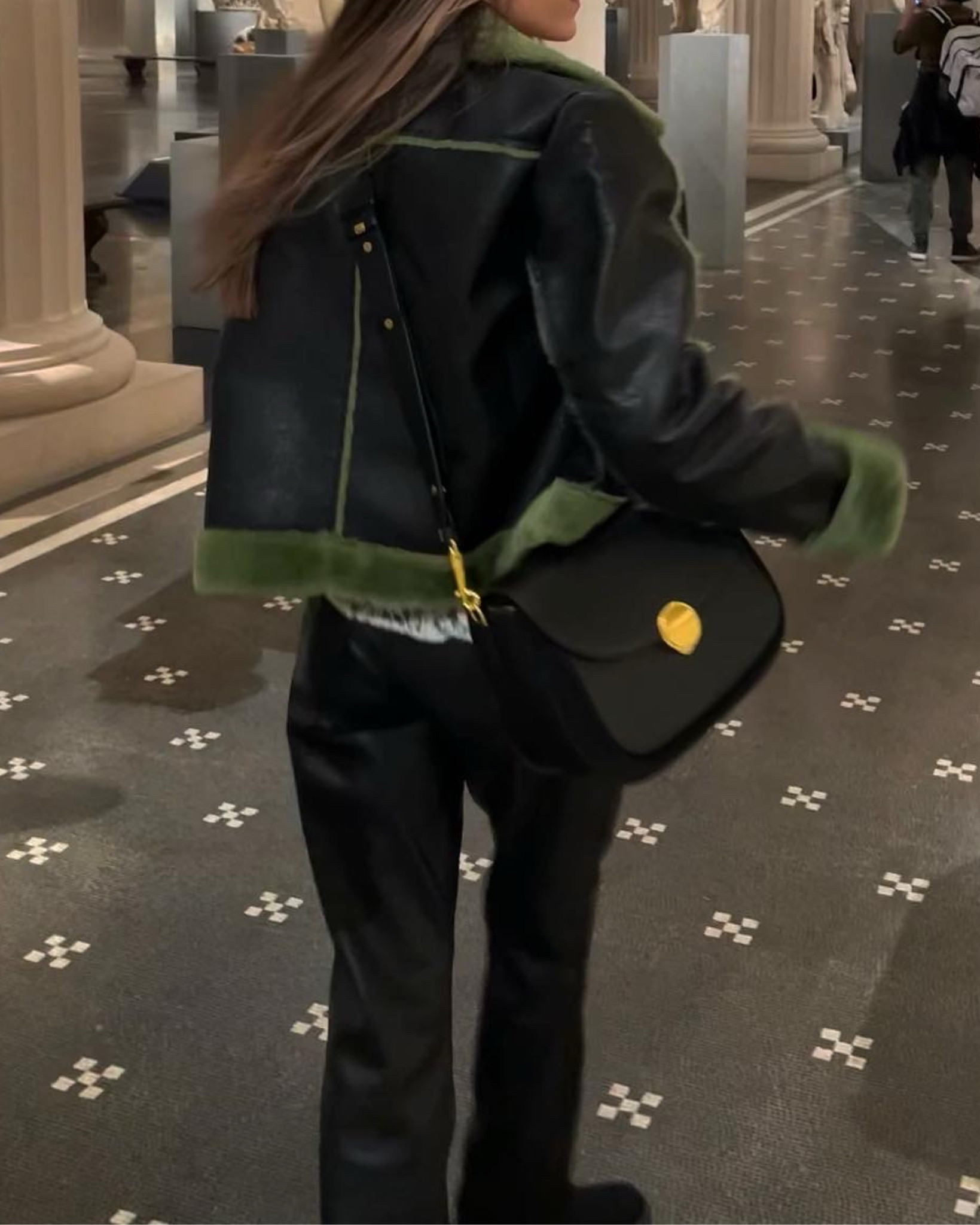 Faux leather - I love these pants and they are so warm + they come in long (for the tall girlies) 