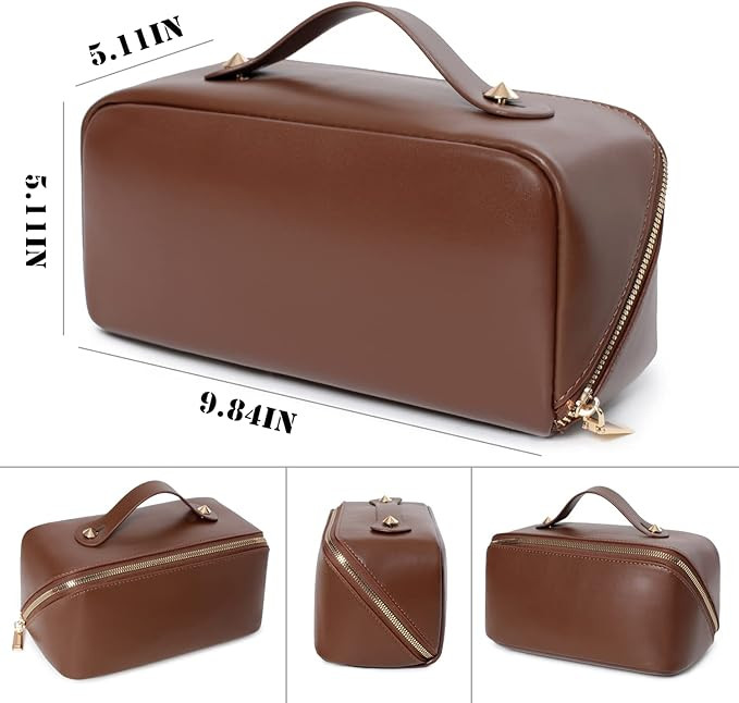 Katadem Travel Makeup Bag,Large Opening Makeup Bag,Portable Makeup Bag Opens Flat for Easy Access... | Amazon (US)