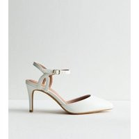 White Leather-Look Pointed Stiletto Heel Court Shoes New Look | New Look (UK)
