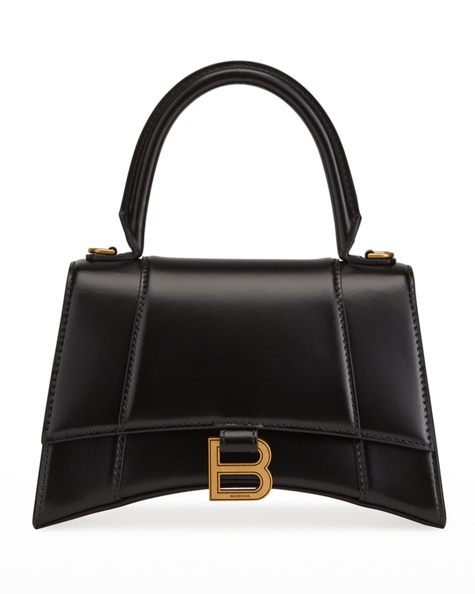 Balenciaga Hourglass Small Shiny Leather Top-Handle Bag | Neiman Marcus