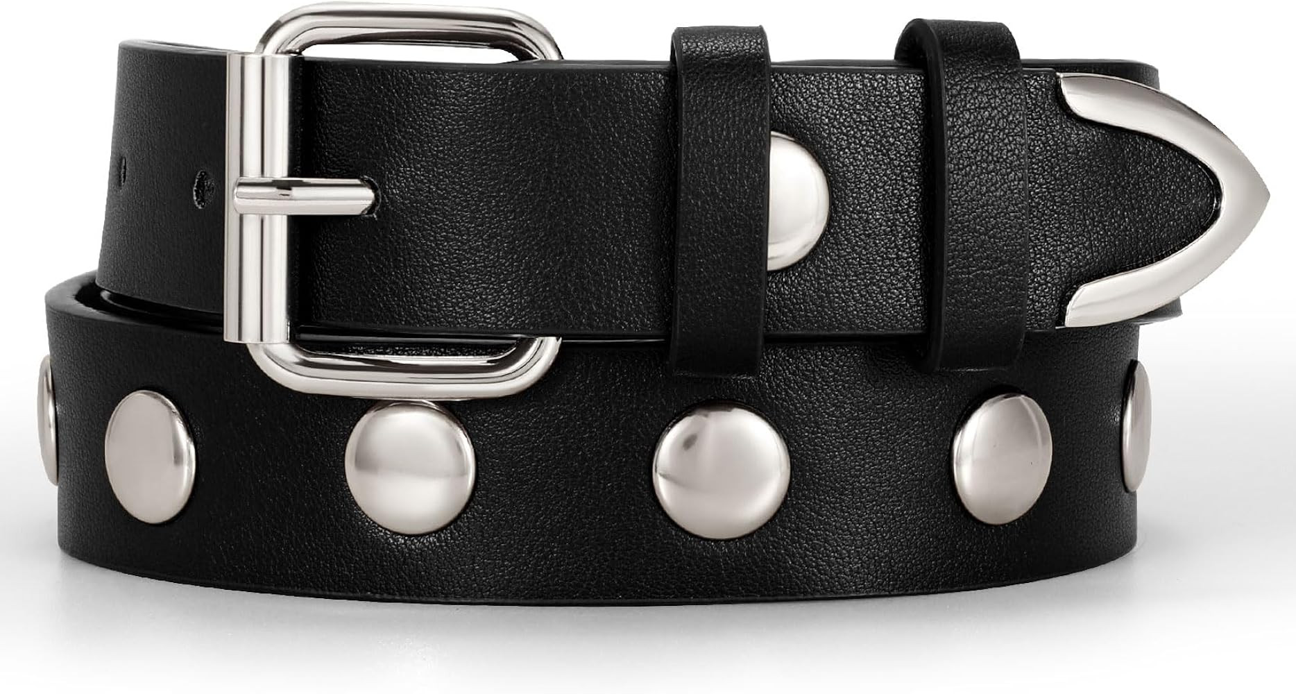 JASGOOD Studded Belt for Women Fashion Leather Belt for Jeans Punk Studded Belt for Ladies Dress ... | Amazon (US)