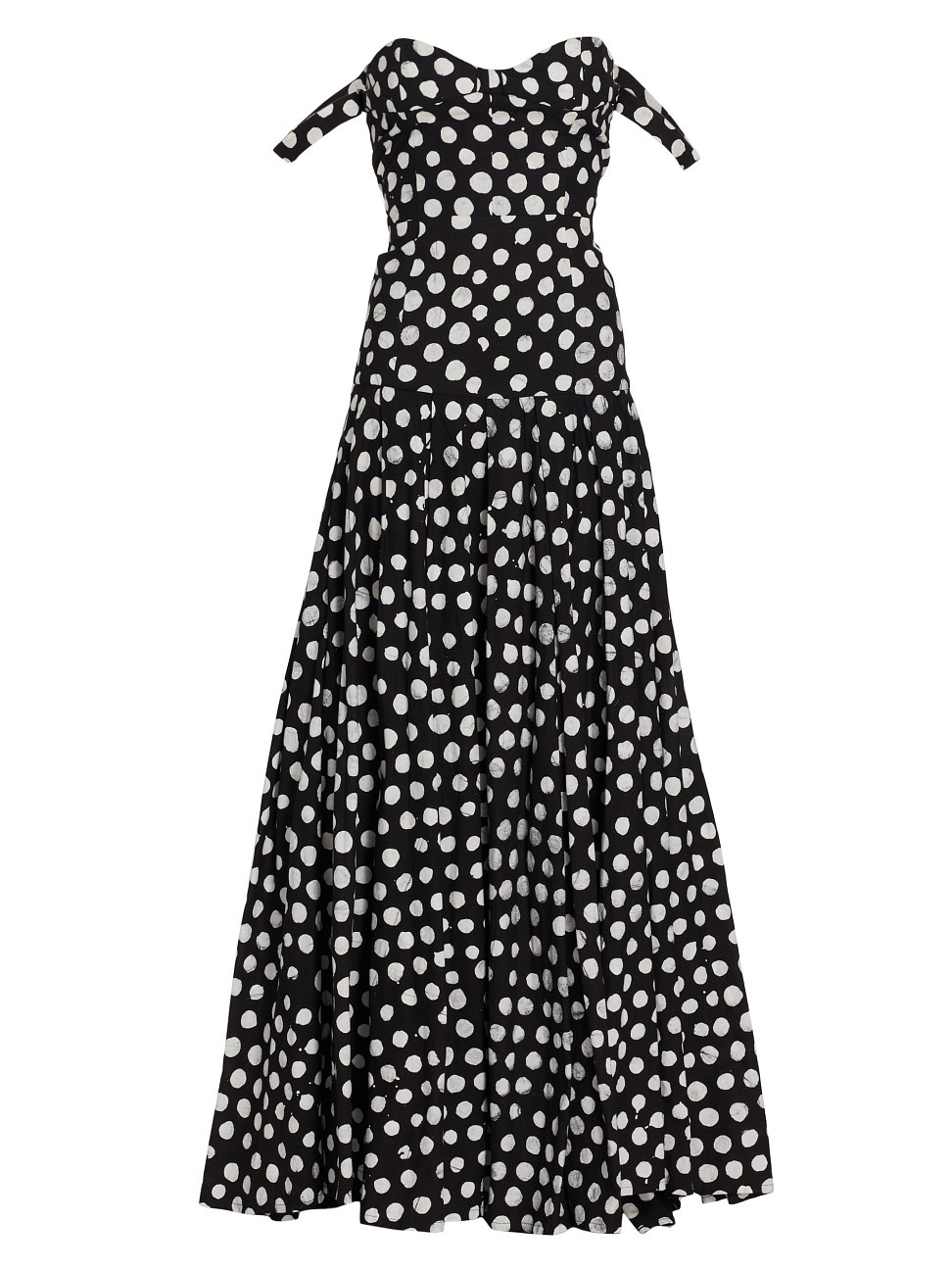 Women's Polka Dots Off-The-Shoulder Evening Gown - Black And White Polka Dots - Size XS - Black And  | Saks Fifth Avenue