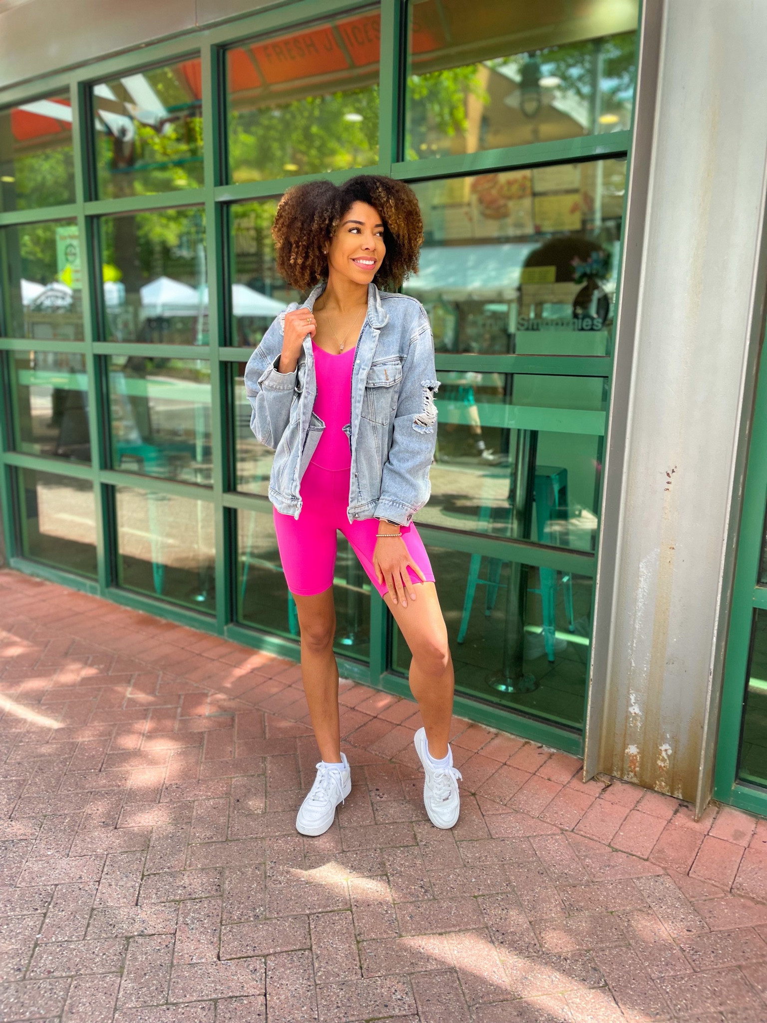 We love a multi-purpose fit! Athleisure at its finest 🤍 

Lululemon. Onesie. Bodysuit. Jean jacket. Ripped jacket. Spring. Summer. Workout outfit. Fitness  

#LTKtravel #LTKstyletip #LTKfit