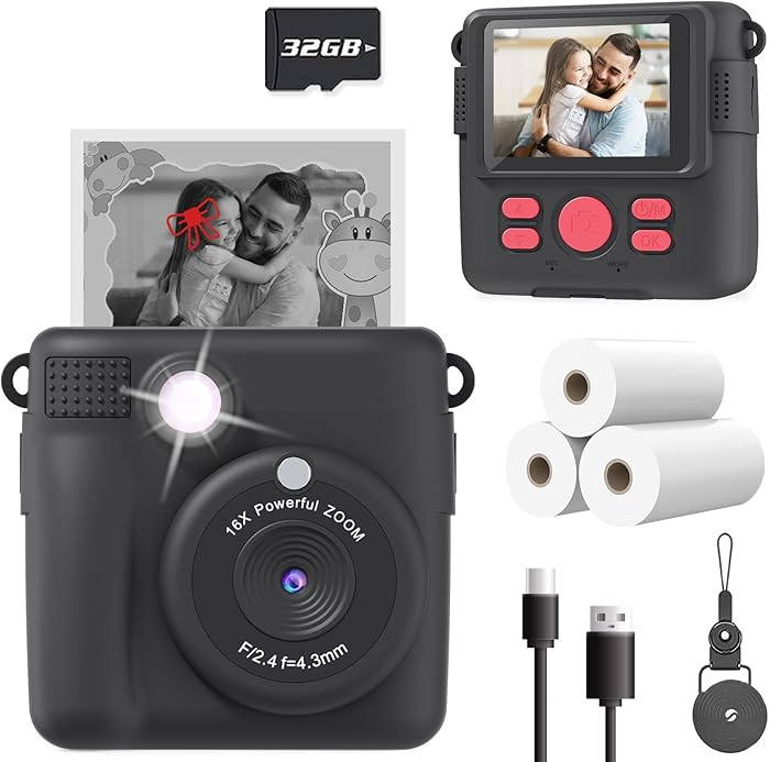 Kids Camera Instant Print, Christmas Birthday Gifts for Kids Age 3-12, Selfie Digital Camera with... | Amazon (US)