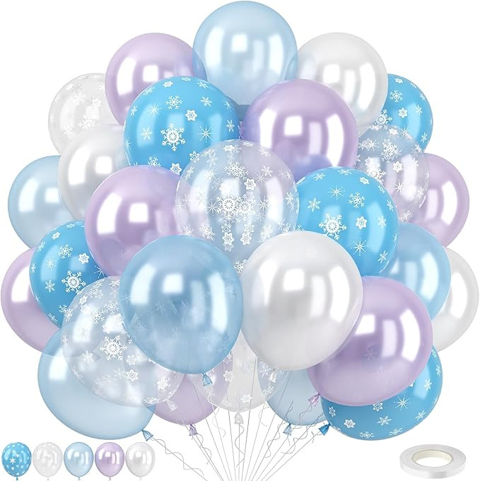 Pearl Purple and Blue Balloons 50pcs, Winter Wonderland Pearl Purple Blue White Iridescent Balloo... | Amazon (US)