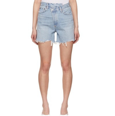 Agolde Cut Off Denim Shorts Womens 25 Criss Cross Raw Hem Distressed Festival | eBay US
