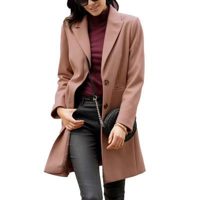 Women's Long Button Up Coat - LASCANA - Cognac Solid 10 | Target