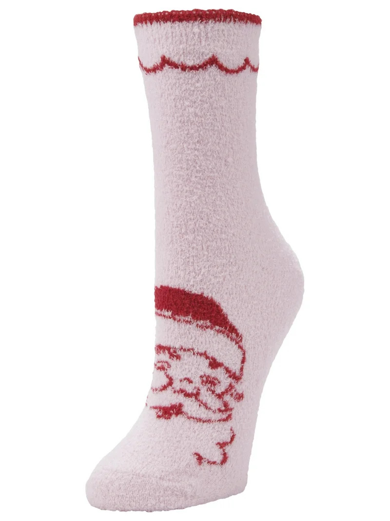 Airplus Holiday Pink Santa Cozy Crew Socks, Women's 5-10, 1 Pair | Walmart (US)