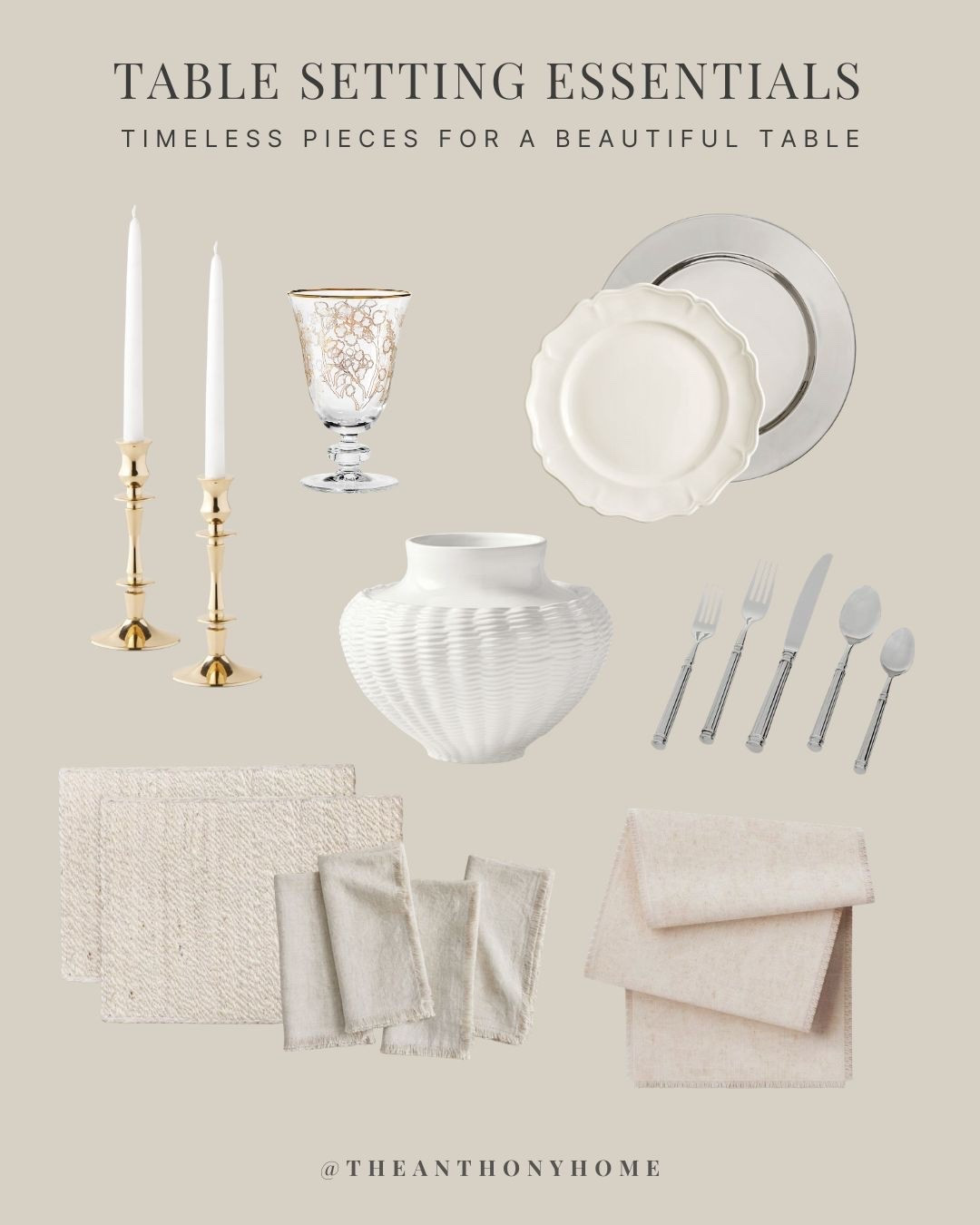 A shoppable take on one of my favorite table-setting looks, with classic pieces you can mix and use year after year.

Classic plates, pretty glassware, linen napkins, textured placemats, candlesticks and a few timeless serving pieces that work year-round.

I linked everything I could here, including similar options where my exact pieces are older or no longer available.

#LTKHome #LTKSeasonal