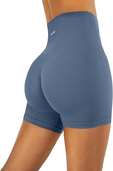 PAVOI ACTIVE Seamless Shorts | Sculpting Compression High Waisted 4.5" & 6" Scrunch Butt Ribbed S... | Amazon (US)