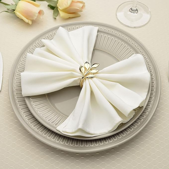 AW BRIDAL Christmas Napkin Rings Set of 6, Vintage Gold Leaf Napkin Ring Holders Halloween Napkin Ri | Amazon (US)