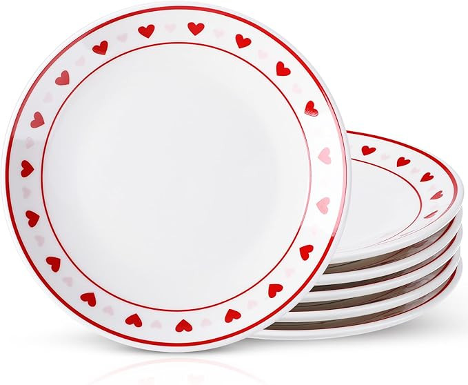 Hushee 6 Pcs Valentines Dessert Plate 6 Inch Round Heart Ceramic Plates Valentine Salad Dishes fo... | Amazon (US)