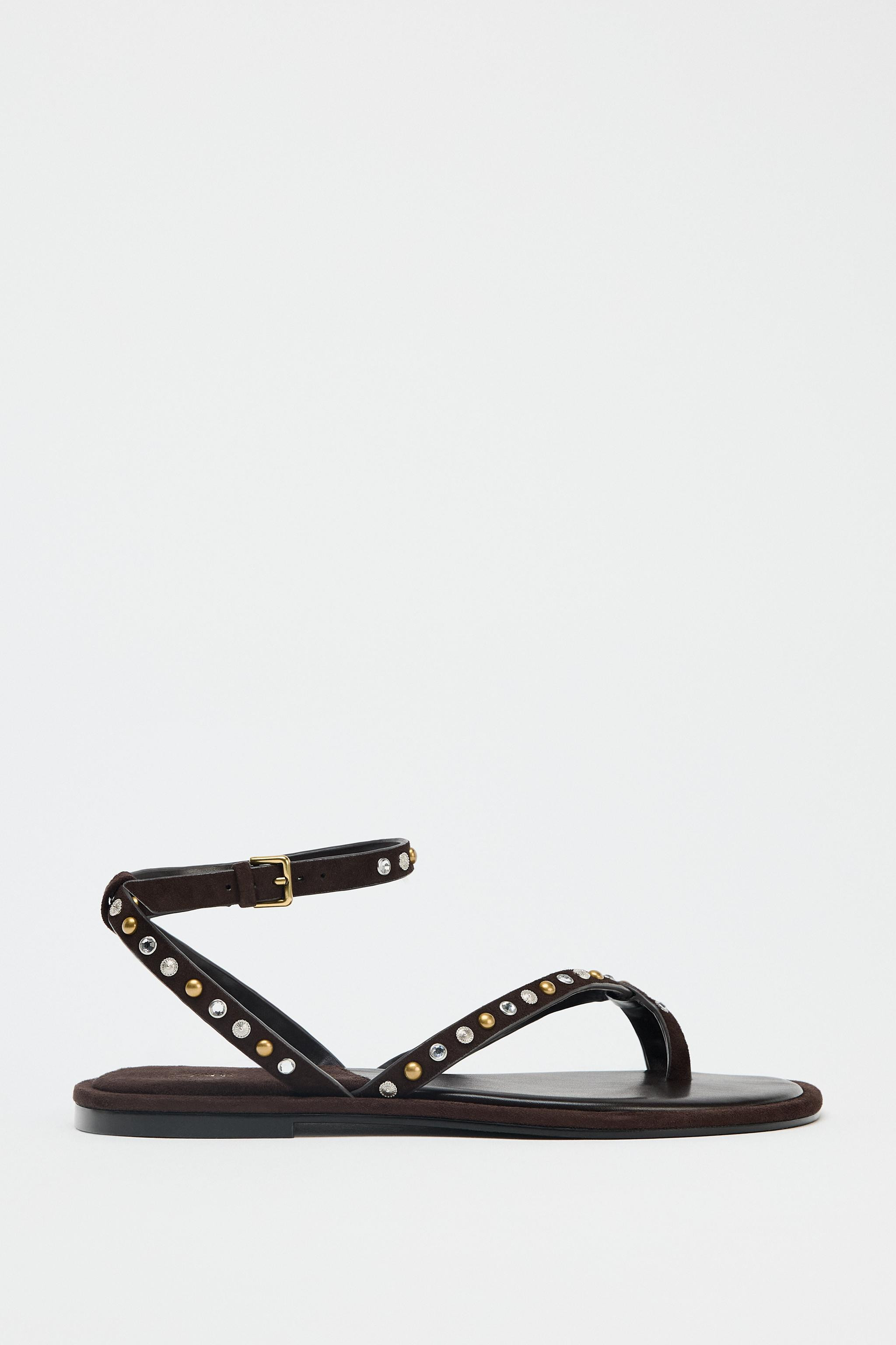 BEADED LEATHER SANDALS | Zara UK