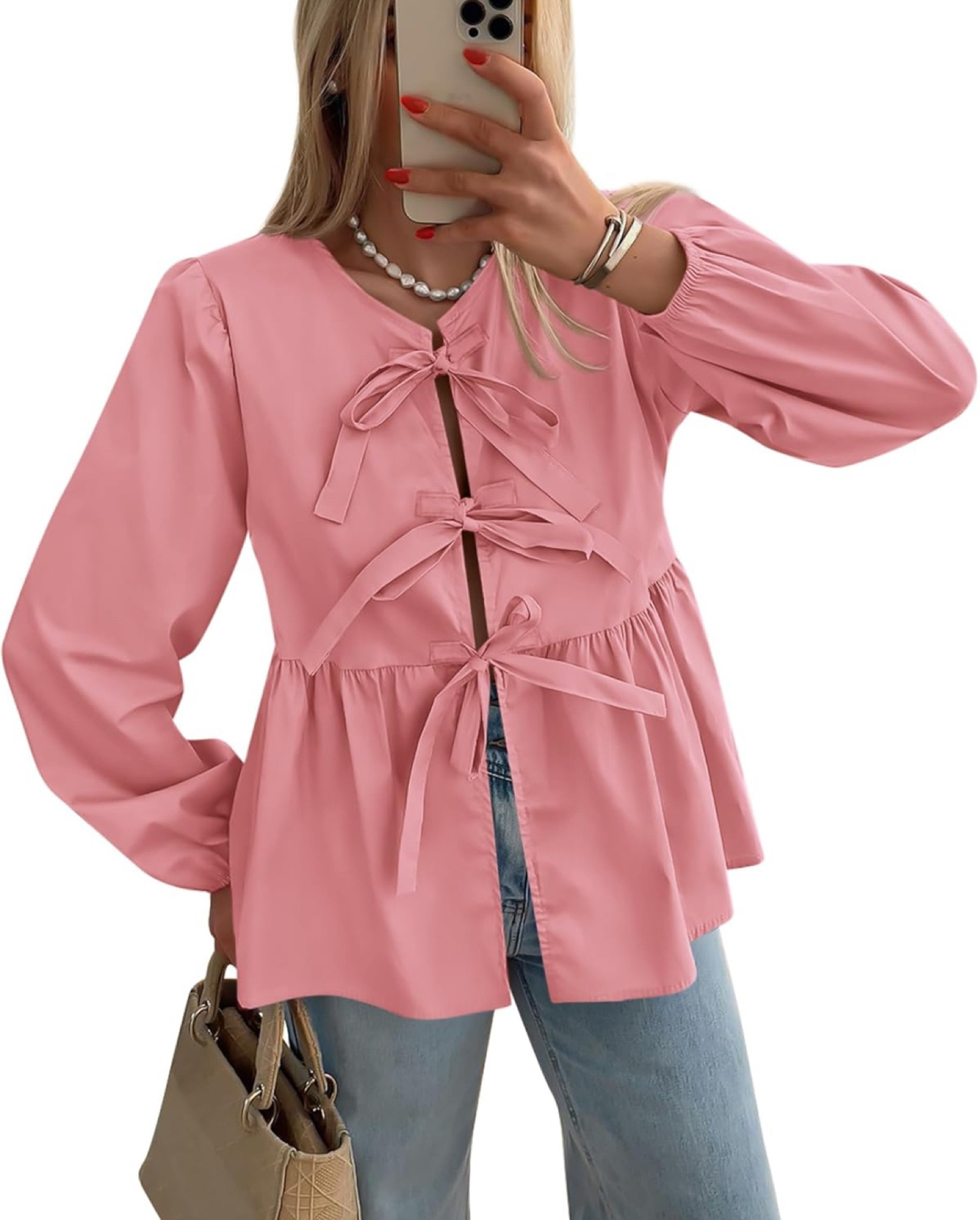 Women’s long sleeve bow tie front shirt

#LTKPetite #LTKStyleTip #LTKSaleAlert