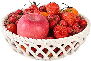 Ceramic Fruit Bowl for Kitchen Counter, 9.7" Large Fruit Basket for Table Countertop, Decorative ... | Amazon (US)